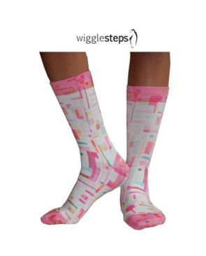  Chaussettes Wigglesteps carreaux 70 roses profil