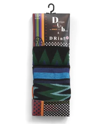 Coffret de chaussettes Dub et Drino Originale striures et vagues bleues