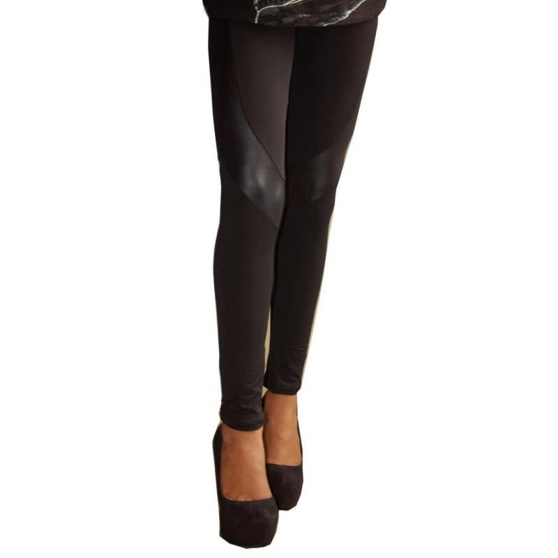 Legging coupé cousu simili cuir