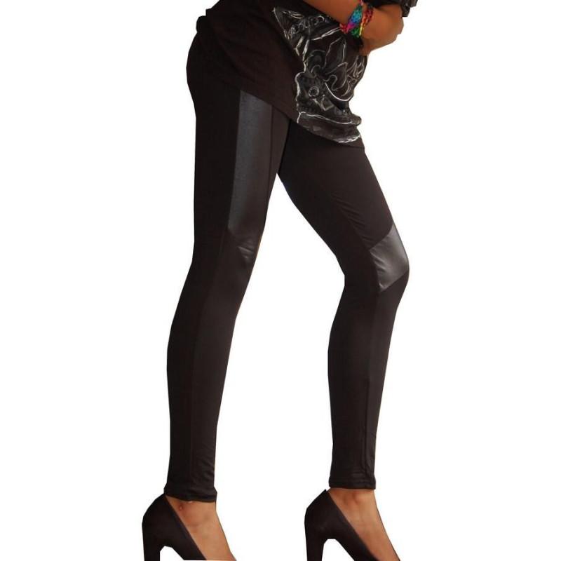Legging coupé cousu simili cuir