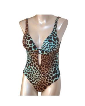 Nageur Empreinte Léopard Azur Décolleté