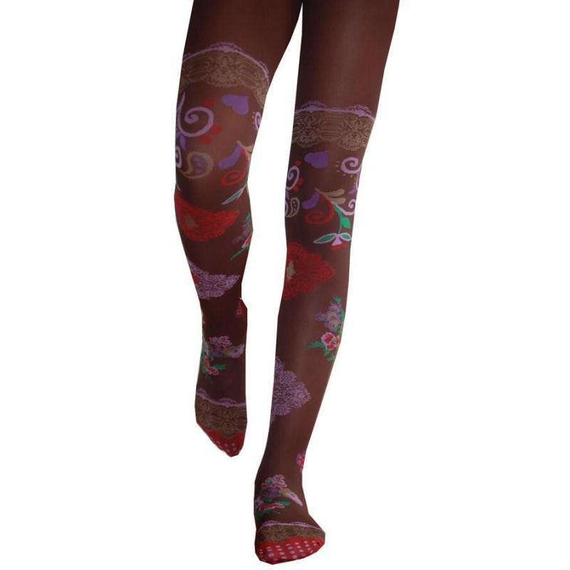 Collant Lycra dub et drino deco florale bordeaux