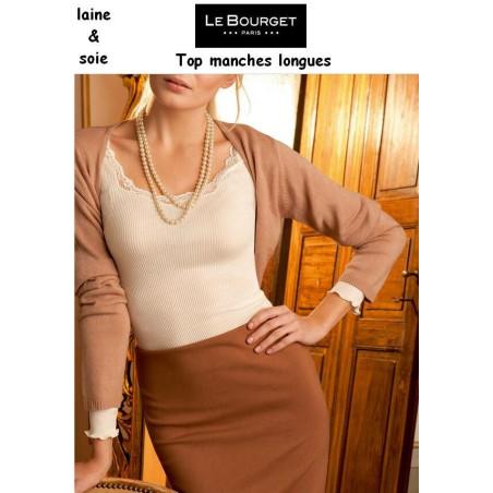 Top Manches Longues dentelle Laine et soie