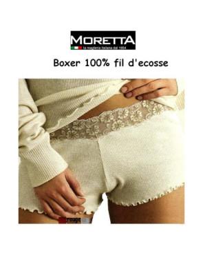  Boxer Fil d'ecosse et dentelle Moretta ivoire