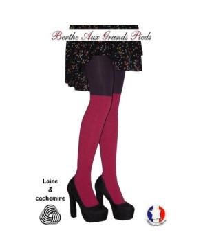 Collant laine et Cachemire Berthe aux grands Pieds Fushia Violet