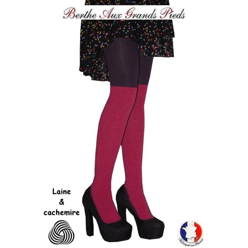 Collant laine et Cachemire Berthe aux grands Pieds Fushia Violet