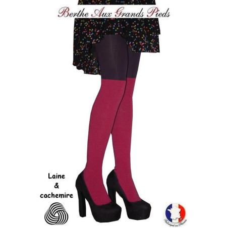 Collant laine et Cachemire Berthe aux grands Pieds Fushia Violet