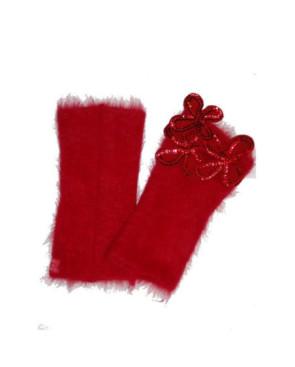  Mitaines Mohair tréfles strass  rouge Ariane Lespire détail