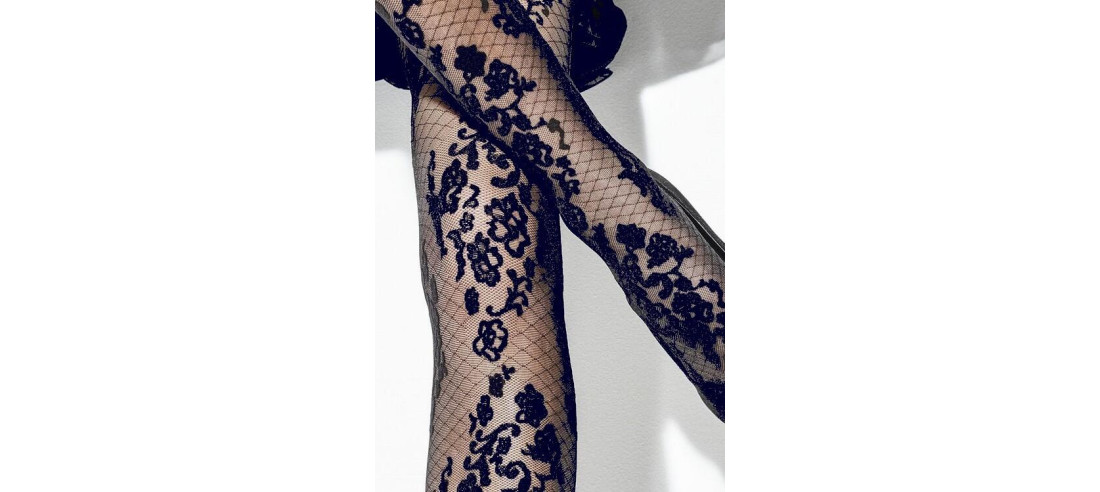 Collant marine en dentelle Girardi