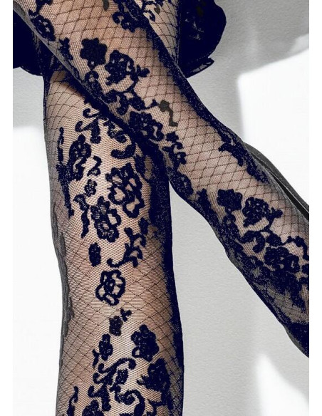 Collant marine en dentelle Girardi