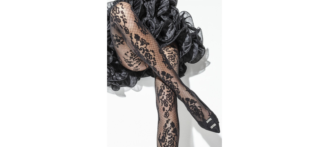 Collant dentelle chic noir sophistiquée