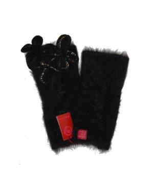  Mitaines Mohair tréfles strass  Noires Ariane Lespire