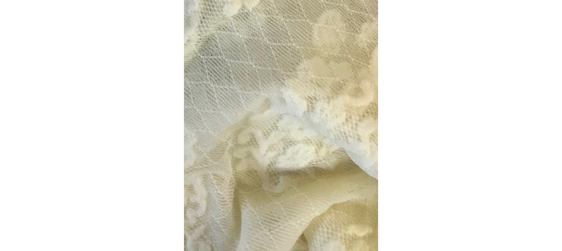 Collant ivoire Girardi en dentelle tullée à motif géométrqiues