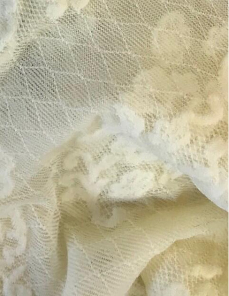 Collant ivoire Girardi en dentelle tullée à motif géométrqiues