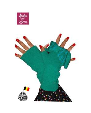 Mitaines vert Noeud Papillons laine bouillie Ariane Lespire