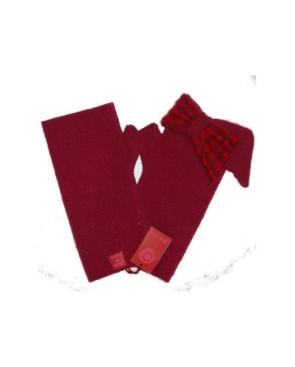  Mitaines noeud  Papillon fushia Ariane Lespire laine bouilie