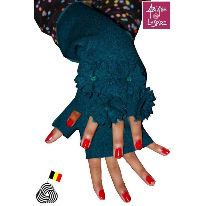  Mitaines Bouquet de fleurs d'hiver Laine Bouillie Ariane Lespire