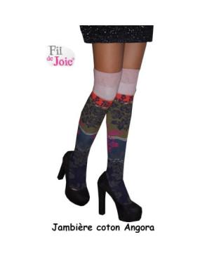 Jambière Fil de joie Rayures fleuries coton angora
