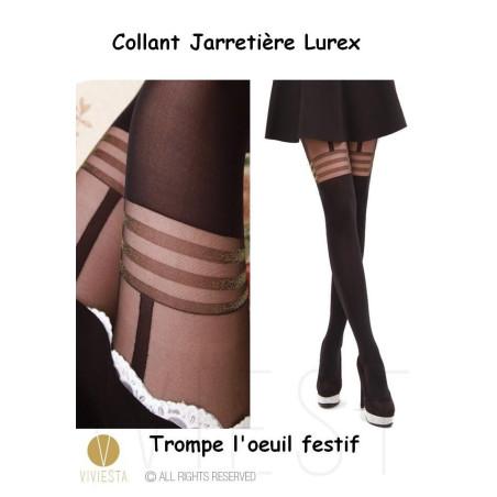 Collant de fêtes jarretière lurex