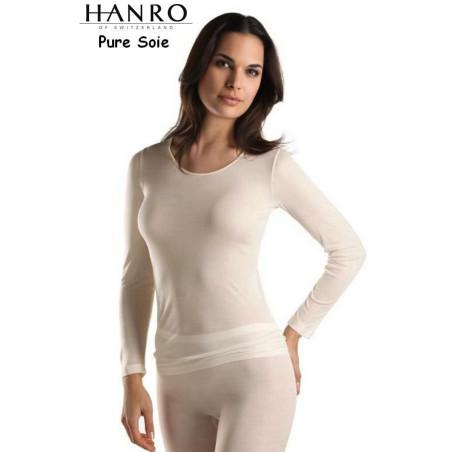 Hanro pure soie  T-shirt Manches Longues ivoire