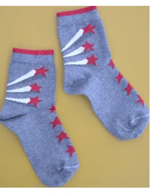 chaussettes fun grises étoiles et météores
