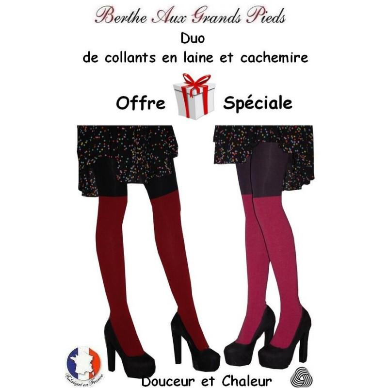 Duo de collants laine et cachemire Berthe au grands pieds