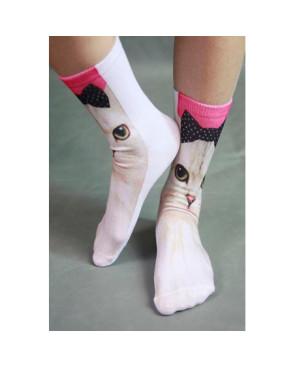 Mi bas coton bordeaux à pois lurex argent 2