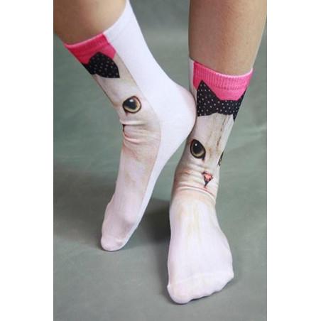  Chaussettes Chats Blancs Noeud Pap