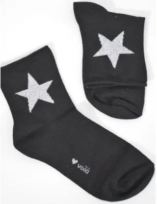 Chaussettes non comprimantes coton étoiles argentées