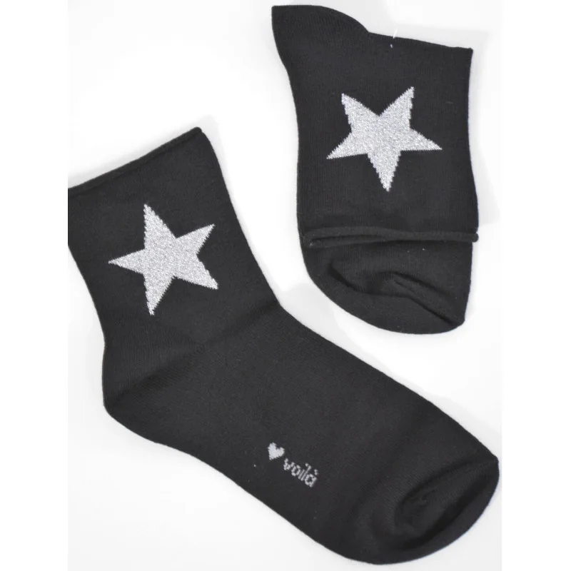 Chaussettes non comprimantes coton étoiles argentées