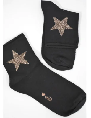 chaussettes bord confort étoiles dorées