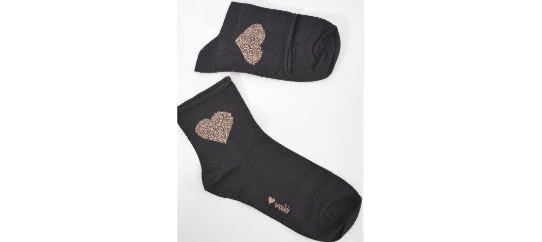 Voilà Femme Chaussettes coton coeurs brillants