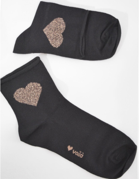 Voilà Femme Chaussettes coton coeurs brillants