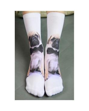 Chaussettes imprimées Pug de concours