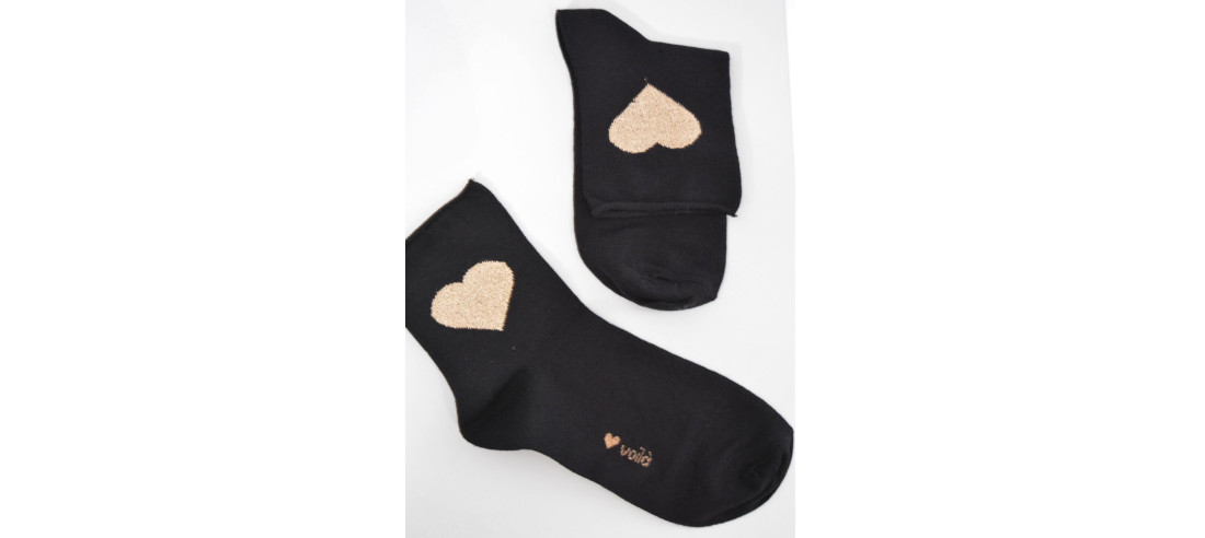 Voilà Femme Chaussettes coton coeurs brillants