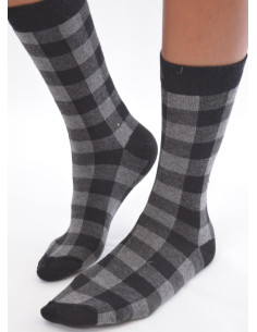 chaussettes carreaux rigolos noirs
