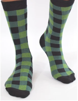 chaussettes vertes a carreaux fantaisie