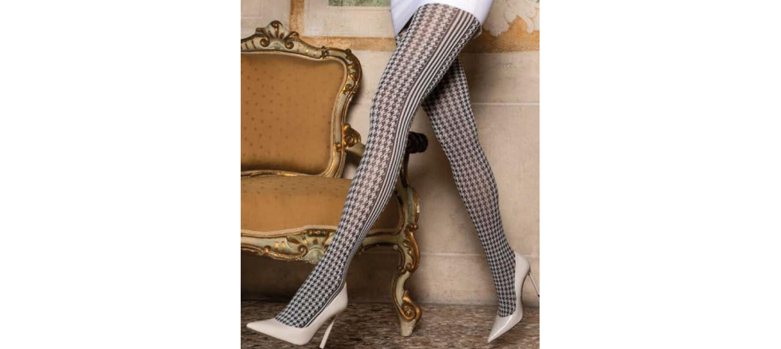 Collant noir et blanc Pied de poule TRasparenze