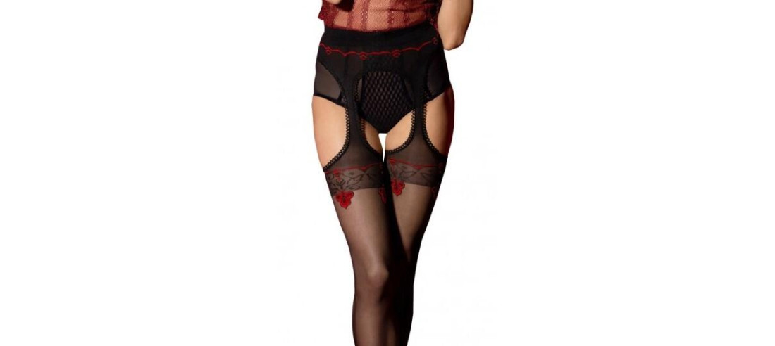 collant fiore amour rouge porte jarretelles