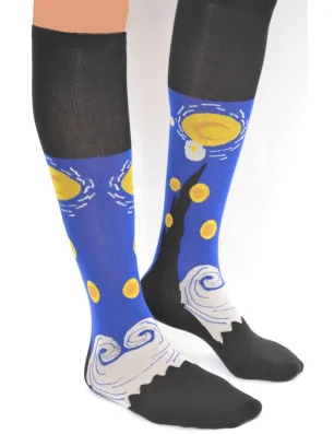 chaussettes fantaisie d'après le tableau de la nuit de van Gogh