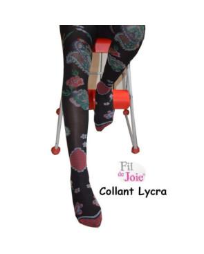 Collant fil de joie Roses noires lycra