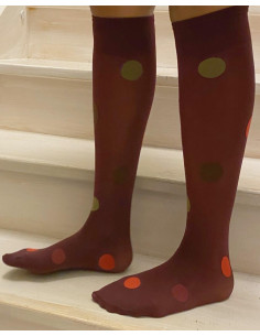 Mi bas noir opaque à pois de couleurs 2