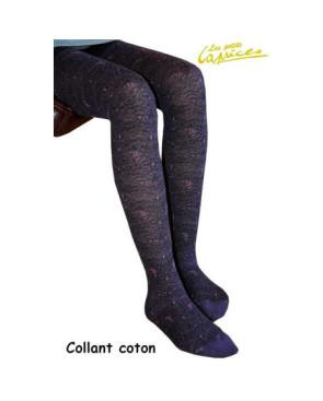 collant coton dentelle fleurie prune 