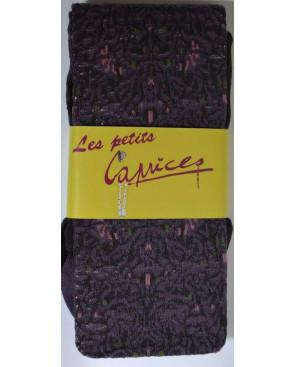  collant coton dentelle fleurie prune