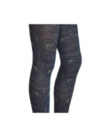 Collant coton dentelle fleuri cobalt