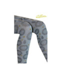 Collant sans pieds Fleurs grises  coton