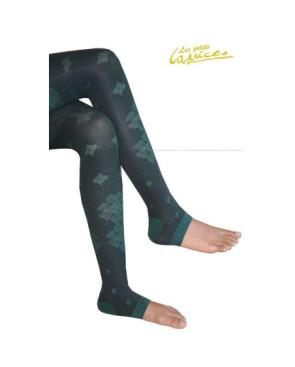  Collant vert forêt dentelle de coton sans pieds