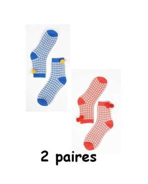  Chaussettes de Clown à Carreaux et pom pom
