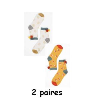  Chaussettes Pois Subtils et pompoms corde