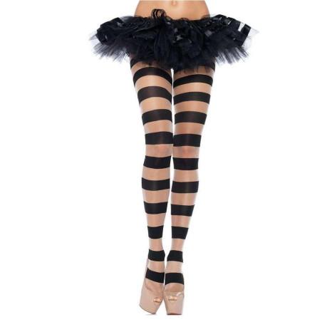 Collant Leg Avenue Rayures Noires et Transparent